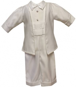 Boys Short Panty Christening Suit-W.White