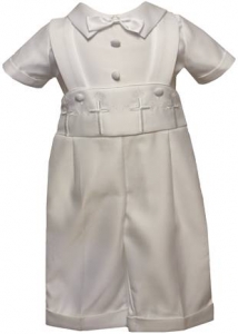 Boys Short Panty Christening Suit (No Jacket)-White