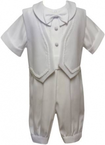 Boys Short Sleeves Long Jacket Suit-White