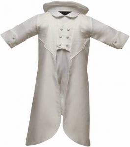 Boys Satin Silk Christening Suit w/ Long Jacket