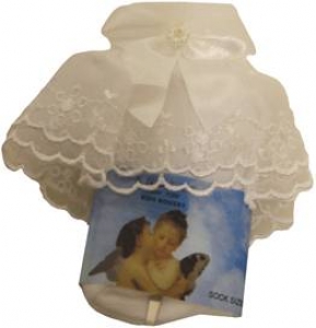 Girls Organza Socks w/ Satin Trimming 022105E-White