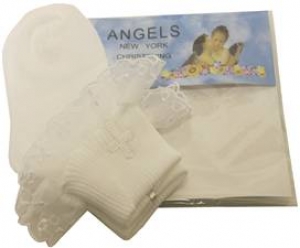 Girls Christening Sock w/ Lace 0221124-White