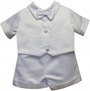 BOYS CHRISTENING SHORT PANTS SUIT W/ PLAIN VEST