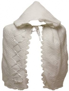 Girls Puncho Sweater w/ Hoodie and Design  - 0545452White