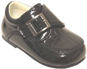 Boys Crocco Dressy Shoe w/ Velcro Buckle-BlackPatCrocco