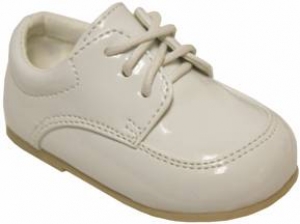 Boys Lace Up Dressy Shoe-WhtPat