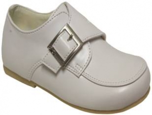Boys Dressy Shoe w/ Velcro Buckle-WhtSmooth