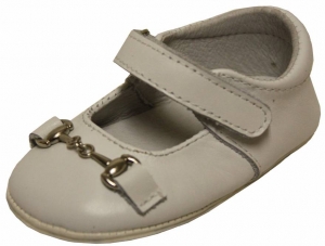 Girls Mocassin Leather w/ Chain-White