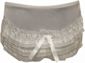 Accesories Nylon Panty w/ Organza 3Line Lace and Bow 2102003-White