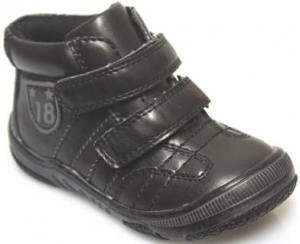 Boys double velcrow high top casual boots (BLACK)