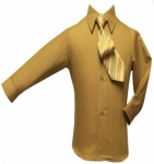 Boys Shirt w/ Tie and Hanky-(Gold/Gold)