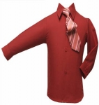 Boys Shirt w/ Tie and Hanky-(Red/Red)