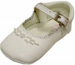 Girls Infants crib shoes with one strap with pearls