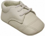 Boys infants crib shoes lace up w/ self stitch design-White