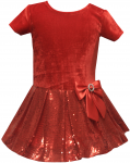 Girl's Peplum Bow Dress-Red