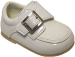 Boys Crocco Dressy Shoe w/ Velcro Buckle-WhitePatCrocco