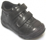 Boys double velcrow low top casual shoes w/double stitch tip (BLACK)